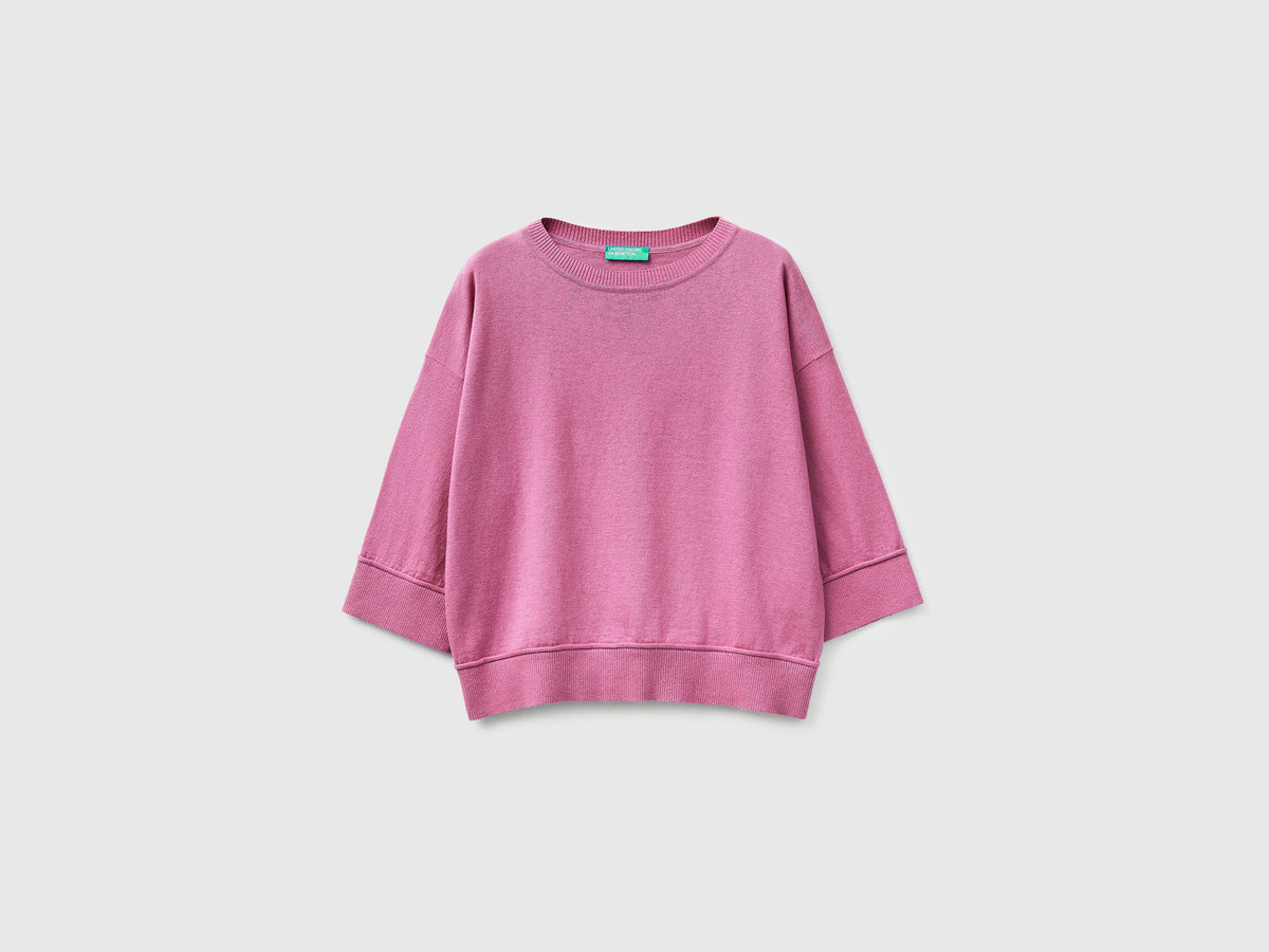 Maglia girocollo in cotone e lana