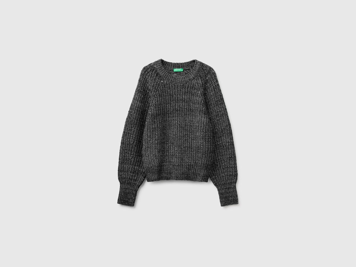 Maglia mélange in misto cotone e lana