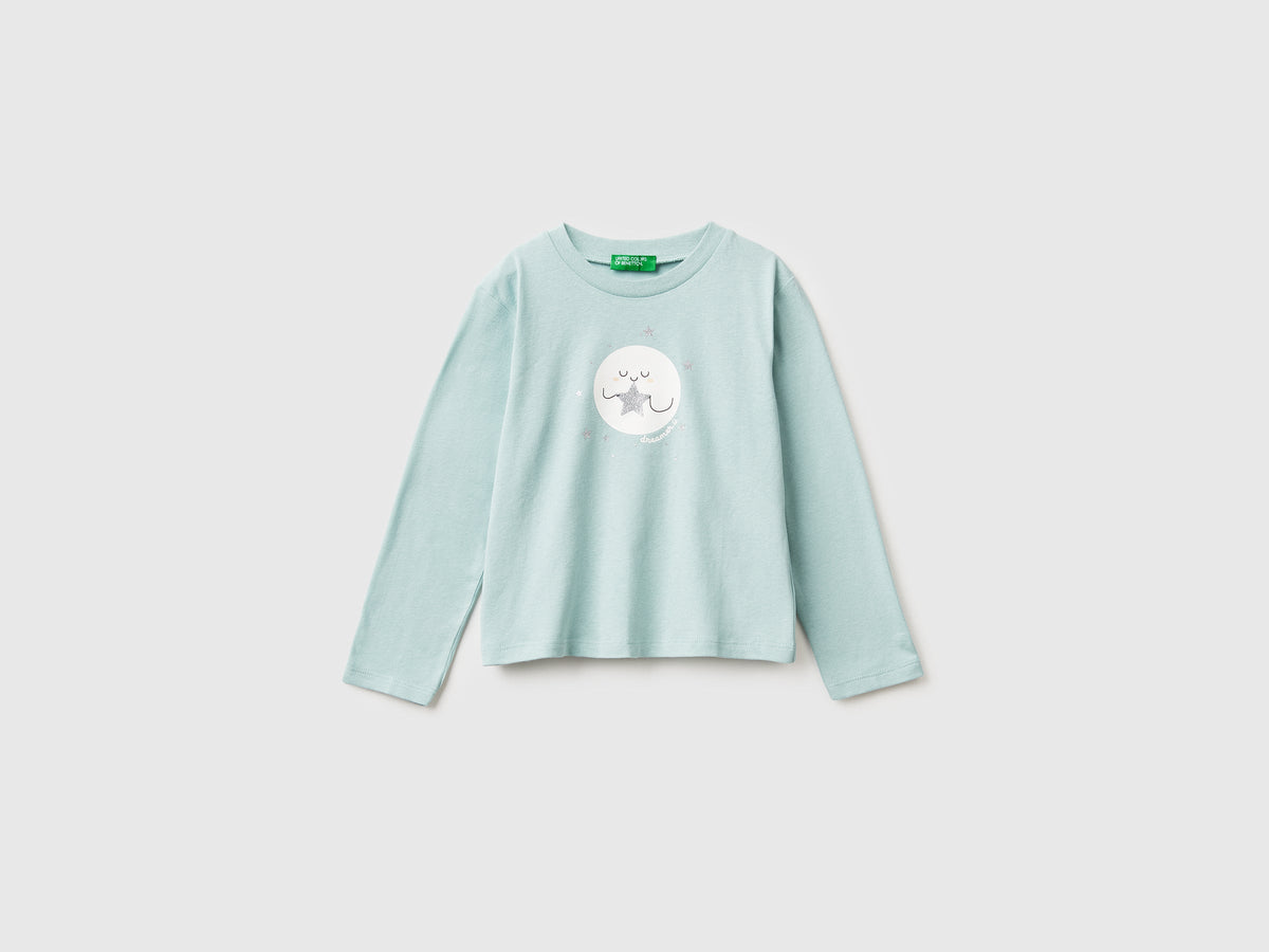 T-shirt con stampa glitter