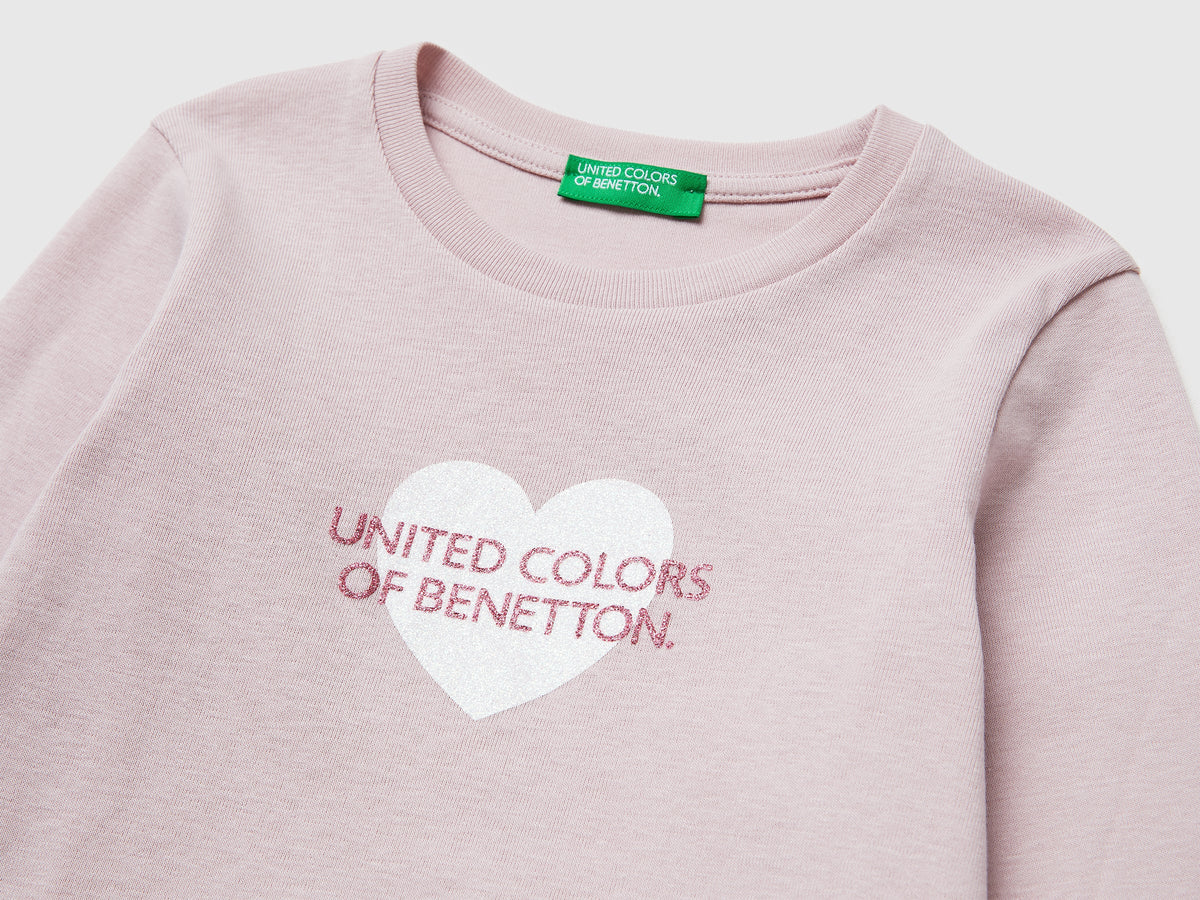 Maglietta con logo glitter in cotone bio