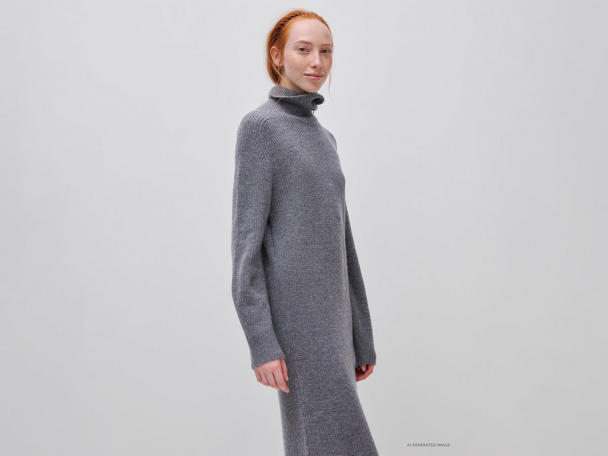 Vestito a collo alto in maglia di misto lana