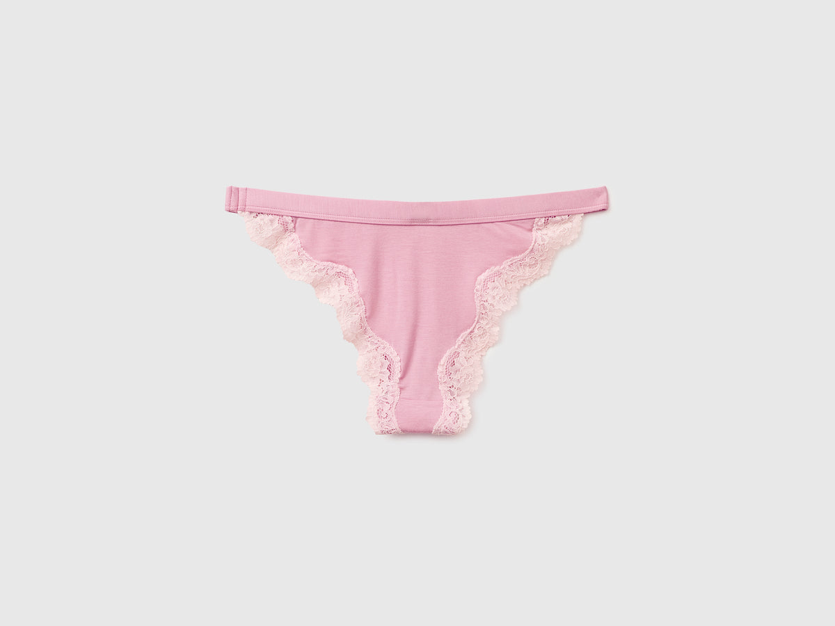 Slip basso in misto seta con pizzo