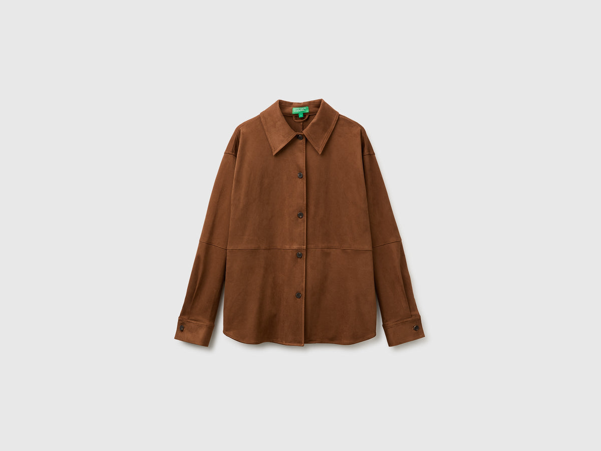 Giacca-camicia effetto scamosciato