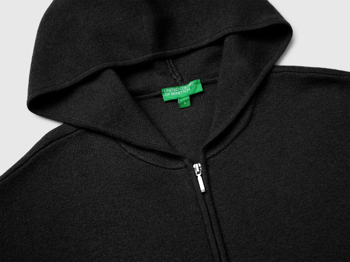 Maglia con zip e cappuccio in misto lana e cashmere