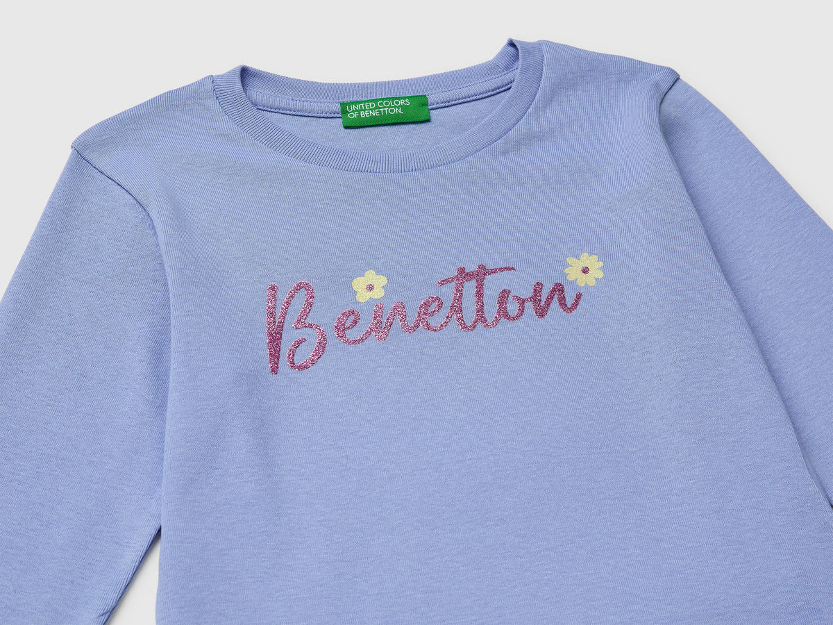 Maglietta con logo glitter in cotone bio