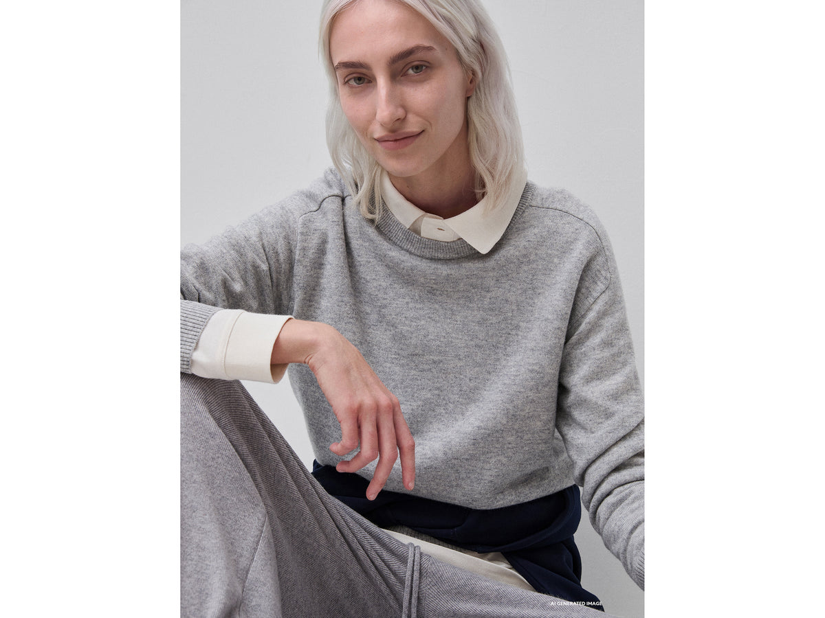 Maglia girocollo in misto cashmere