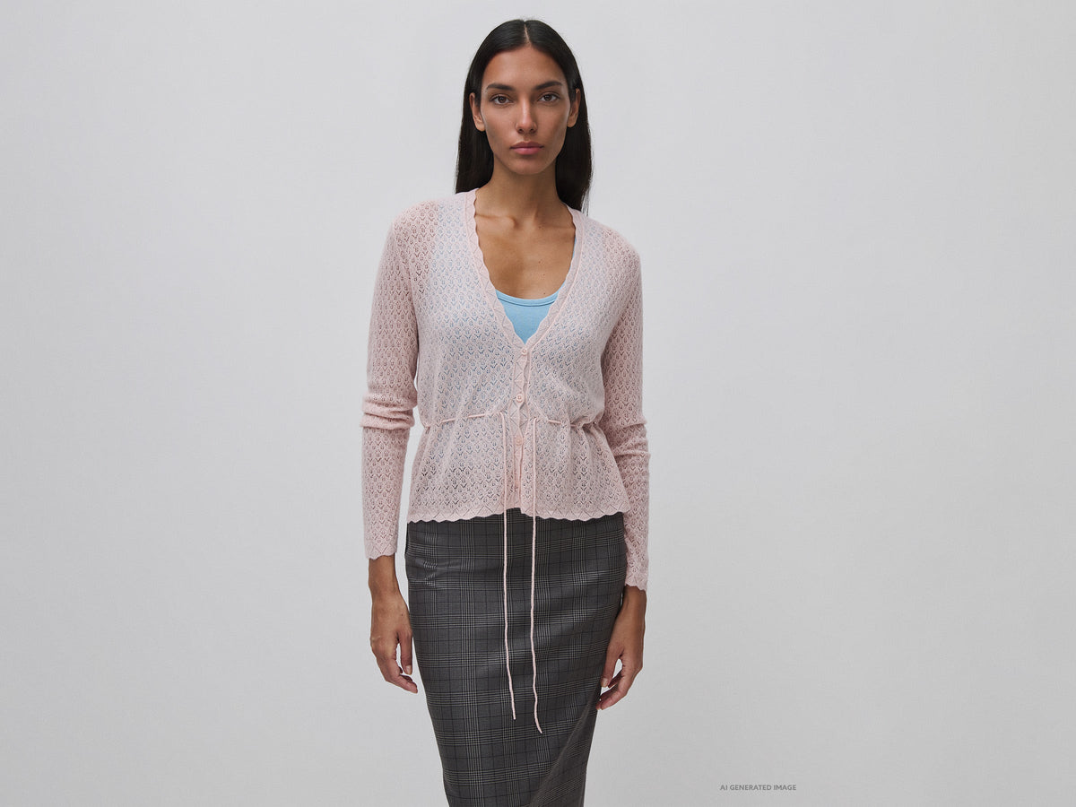 Cardigan traforato in misto lana ultralight