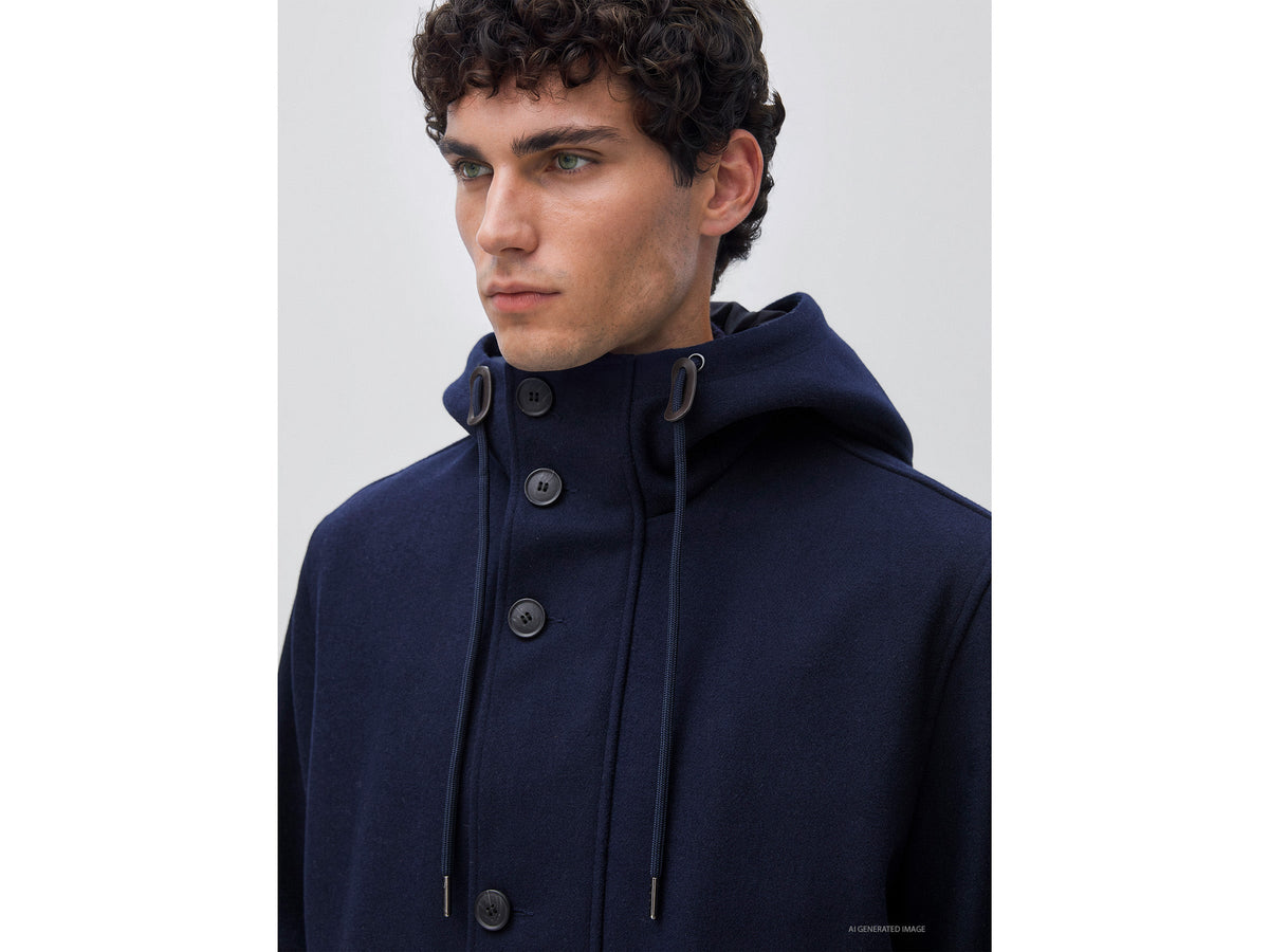 Parka in panno di misto lana