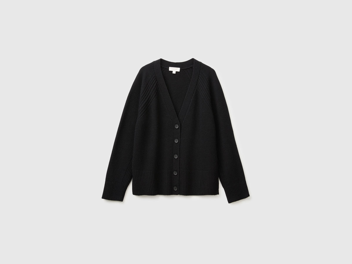 Cardigan over fit in misto lana