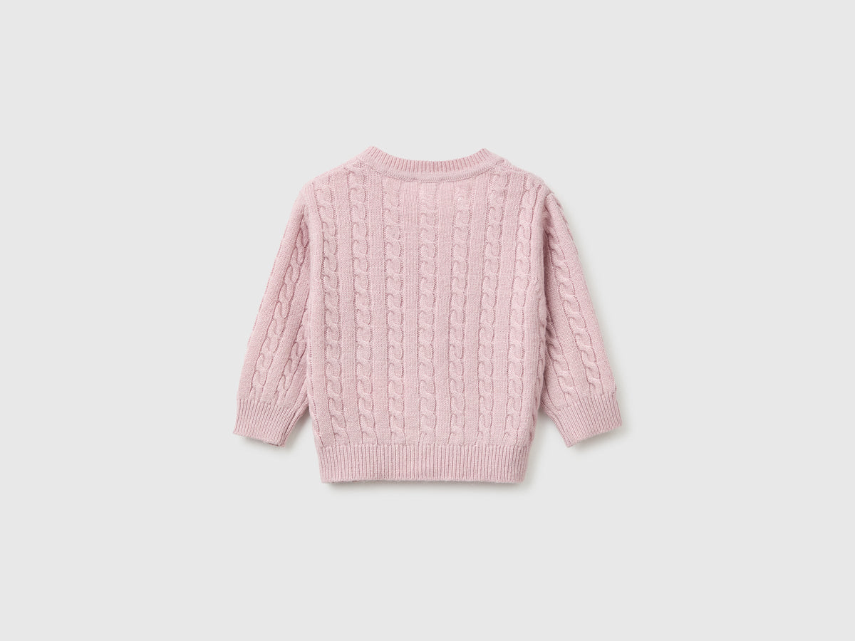 Cardigan in misto lana con trecce