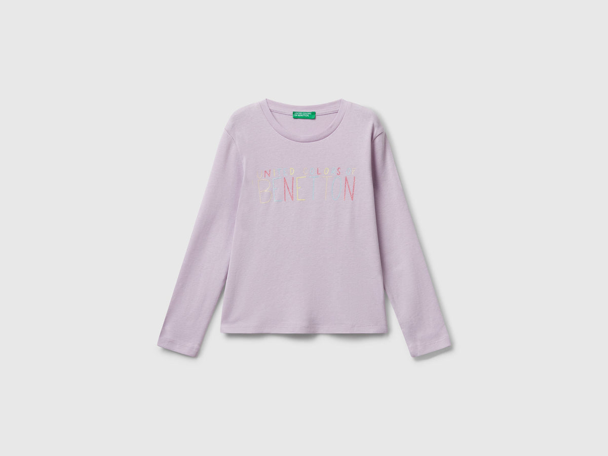 T-shirt con logo glitter in cotone