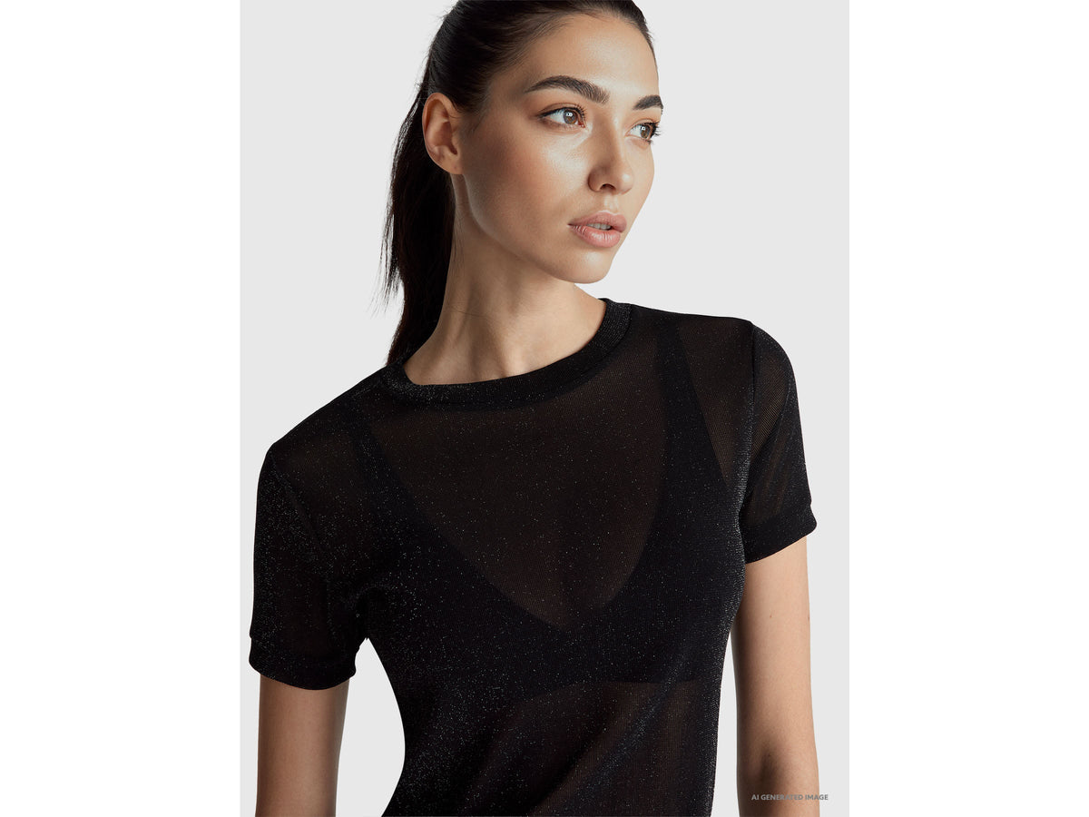 T-shirt con lurex manica corta