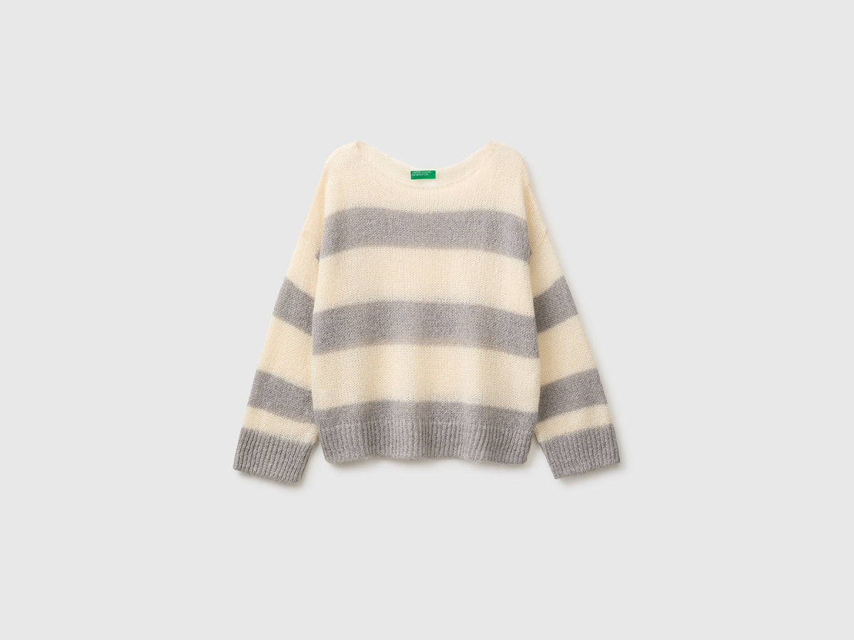 Maglia in misto mohair a righe bicolor boxy fit