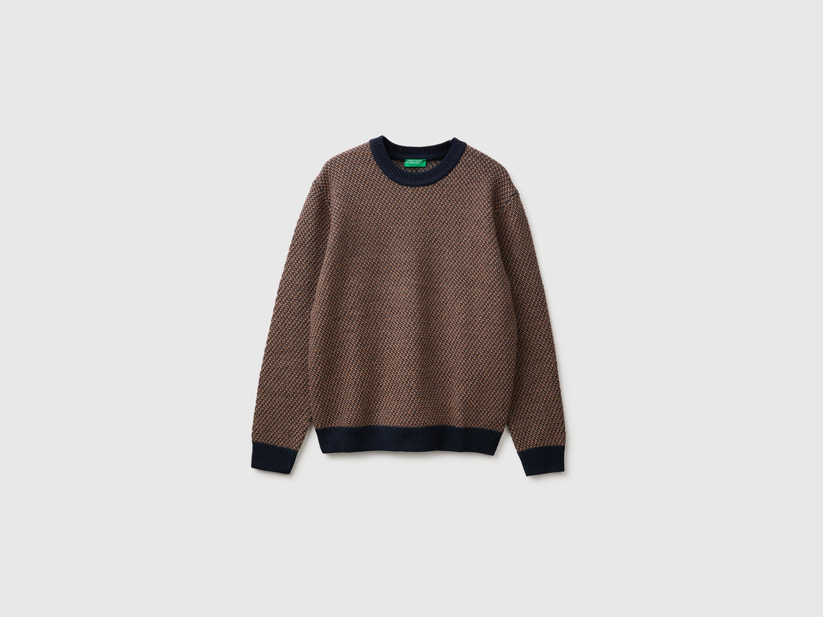 Maglia jacquard in misto lana e cotone