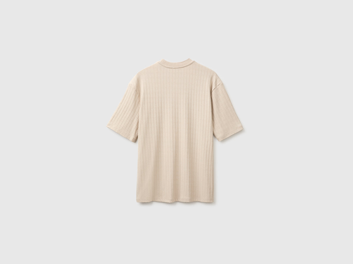 T-shirt a coste in cotone stretch
