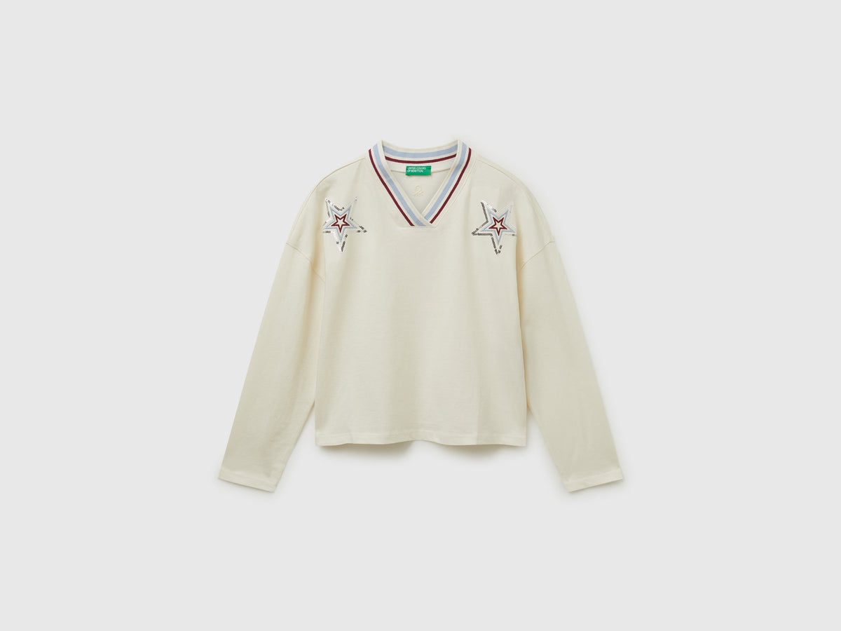 T-shirt con ricamo paillettes