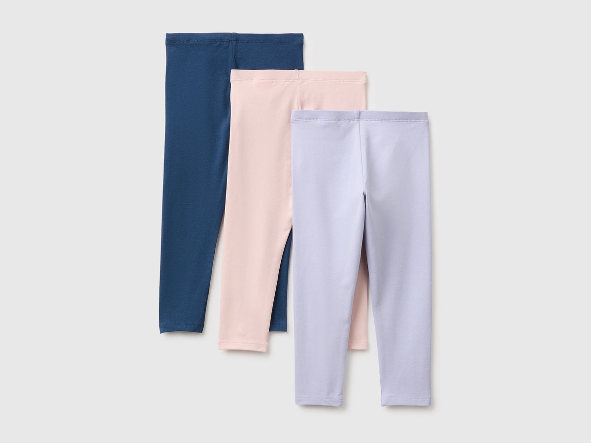 Tre leggings in cotone stretch