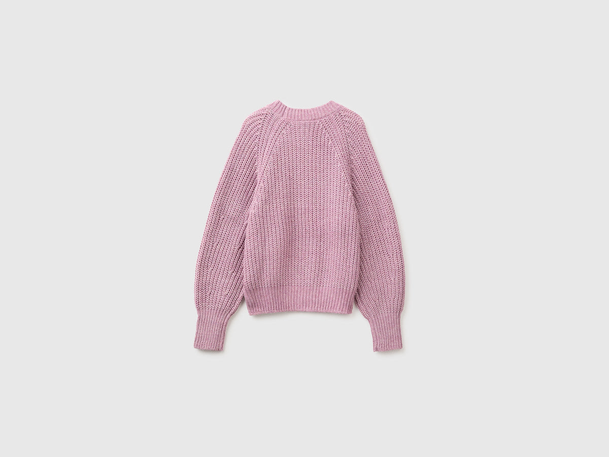 Maglia mélange in misto cotone e lana