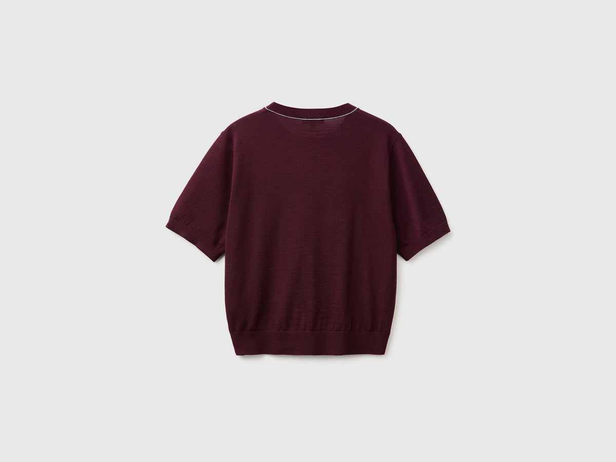 Maglia manica corta in pura lana Merino