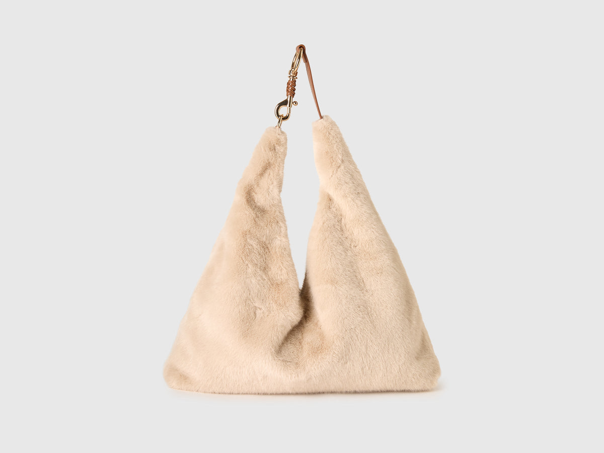 Borsa hobo in pelliccetta sintetica