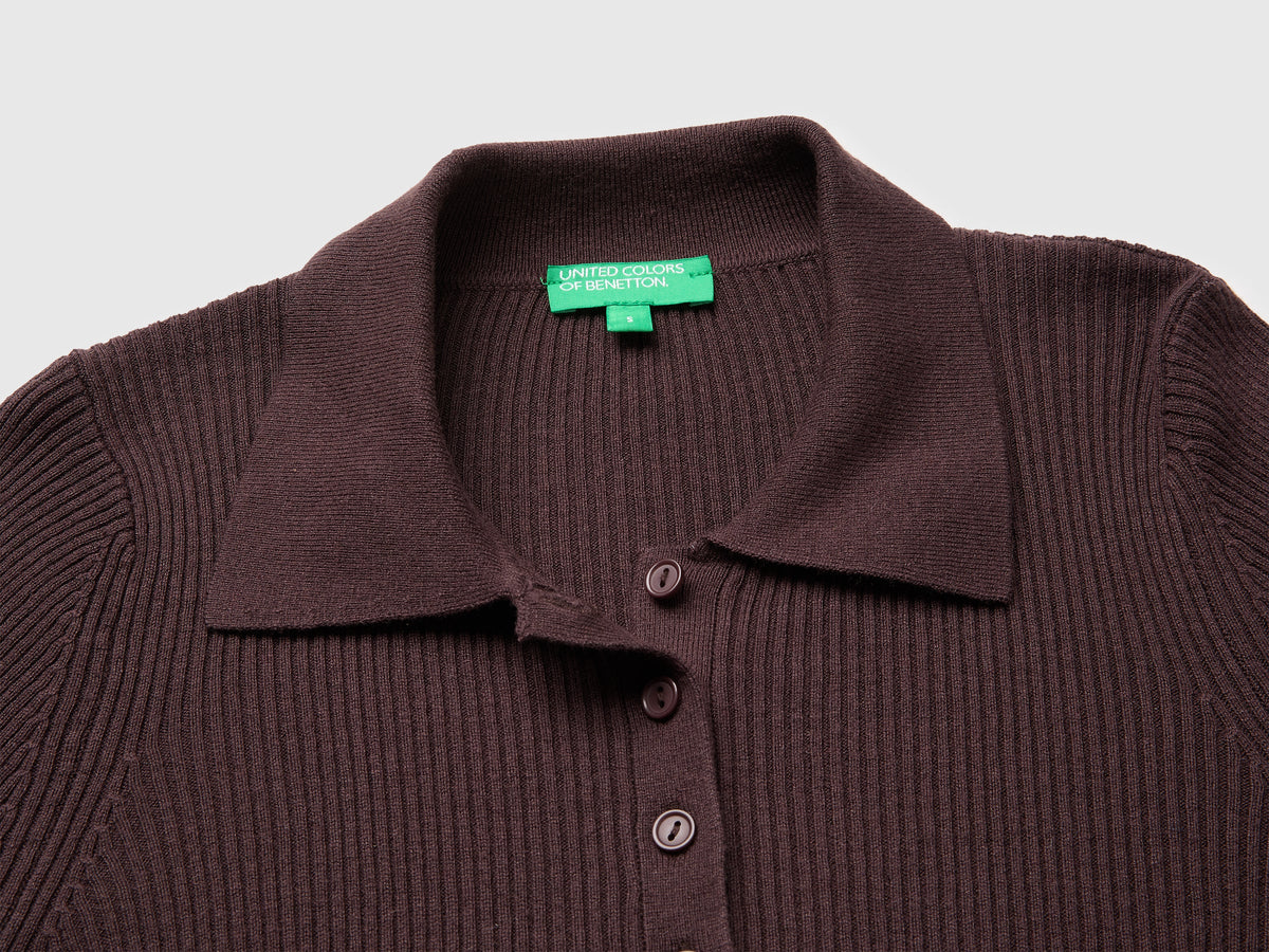 Polo in maglia di misto seta e lana