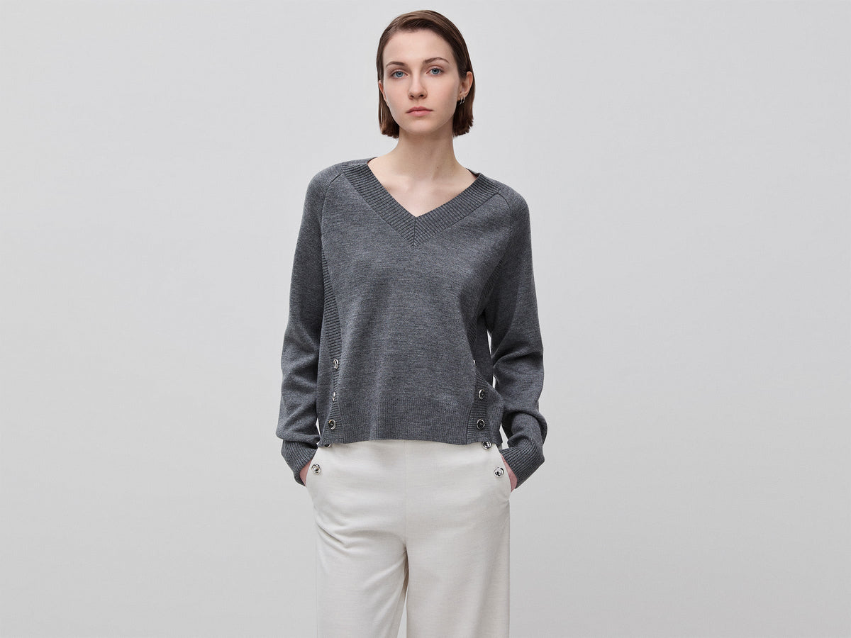 Maglia lavorata scollo a V