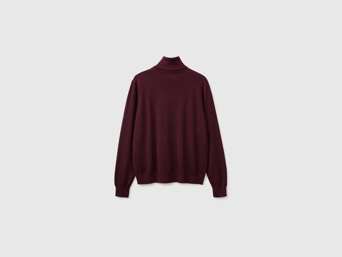 Maglia collo alto in pura lana Merino