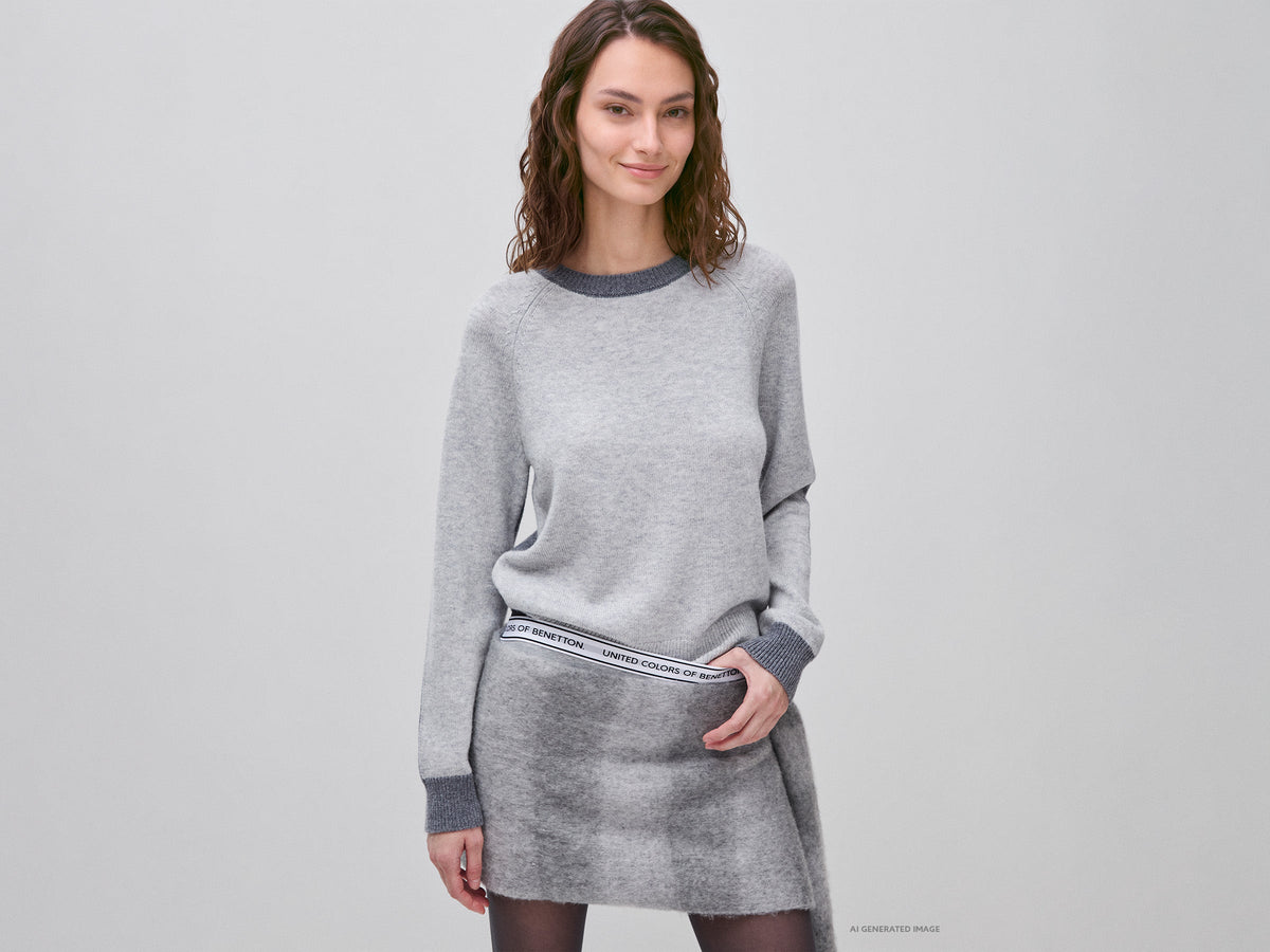Maglia color block 100% lana