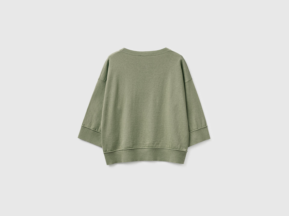 Maglia girocollo in cotone e lana