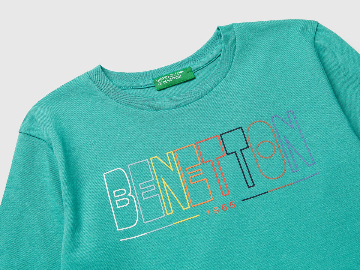 T-shirt con stampa logo in cotone bio