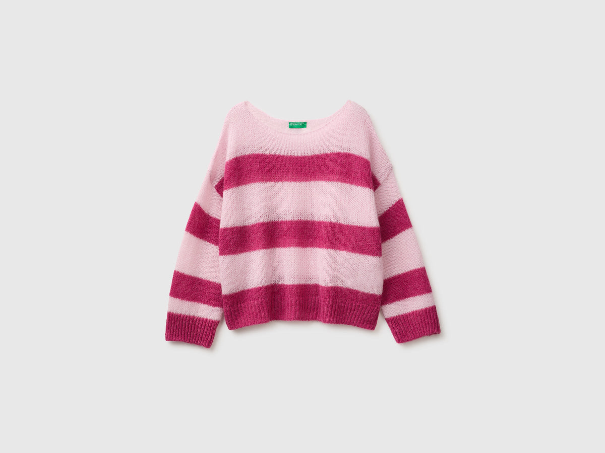 Maglia in misto mohair a righe bicolor boxy fit