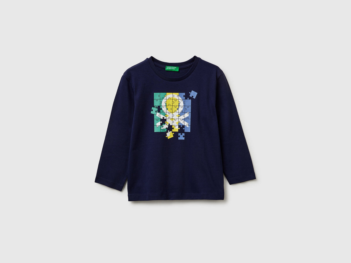 T-shirt con stampa logo in cotone bio