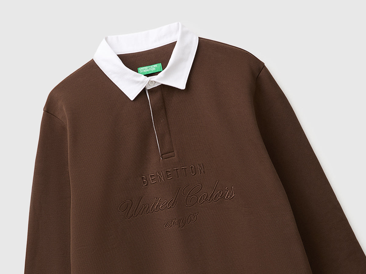 Polo in felpa con ricamo 100% cotone