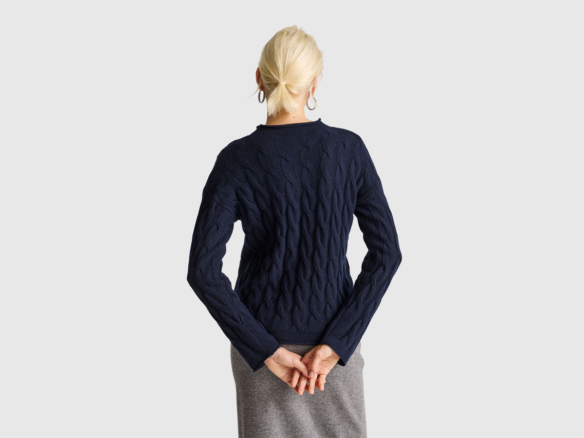 Maglia con trecce in misto cashmere