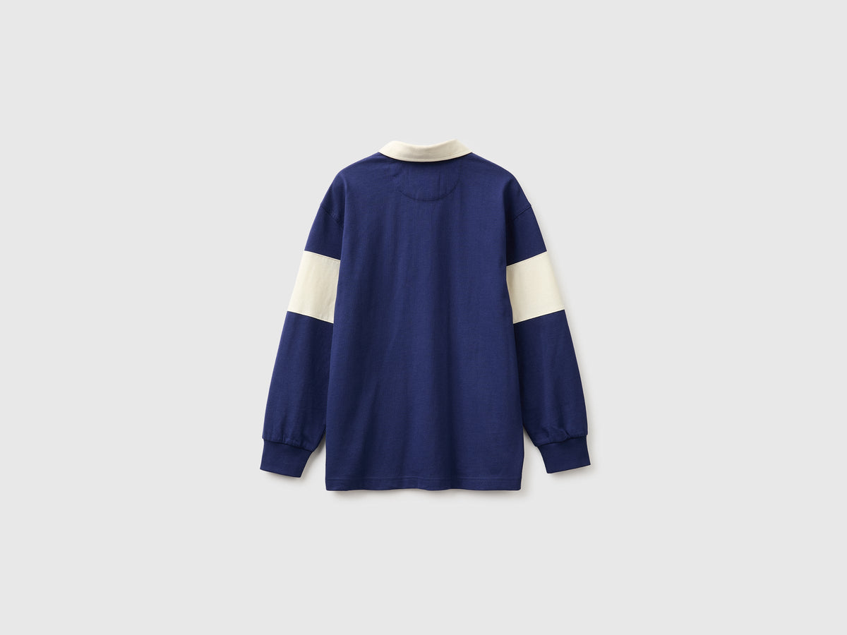 Polo blu scuro Benetton Rugby in cotone bio