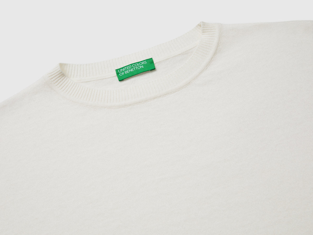 Maglia girocollo in cotone e lana