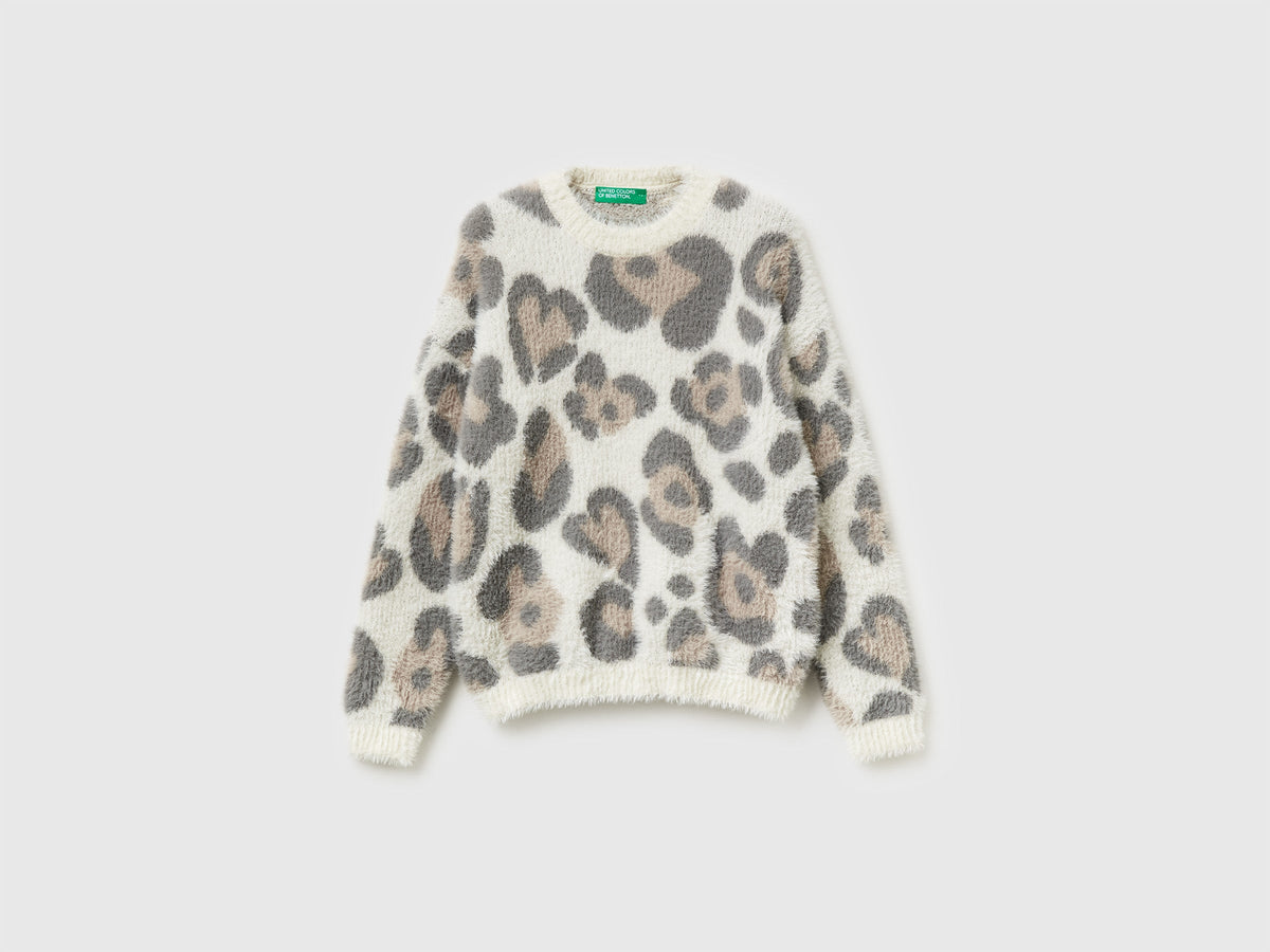 Maglione animalier in filato peloso