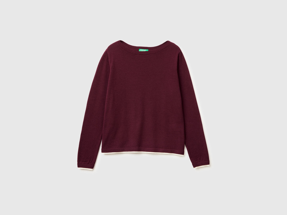Maglia scollo a barchetta 100% lana Merino
