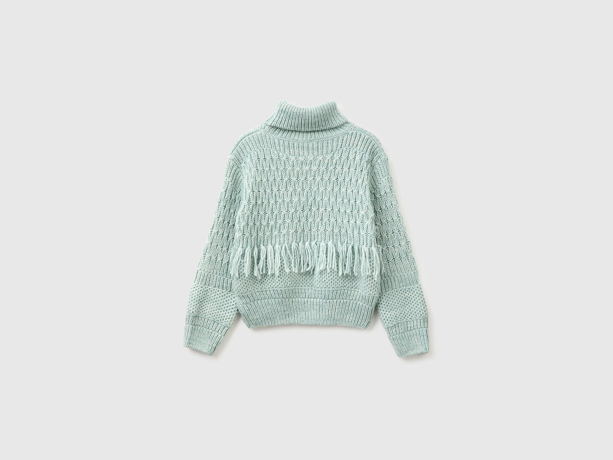Maglia con frange in misto lana