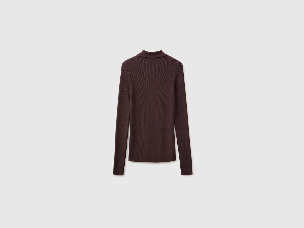 Polo in maglia di misto seta e lana