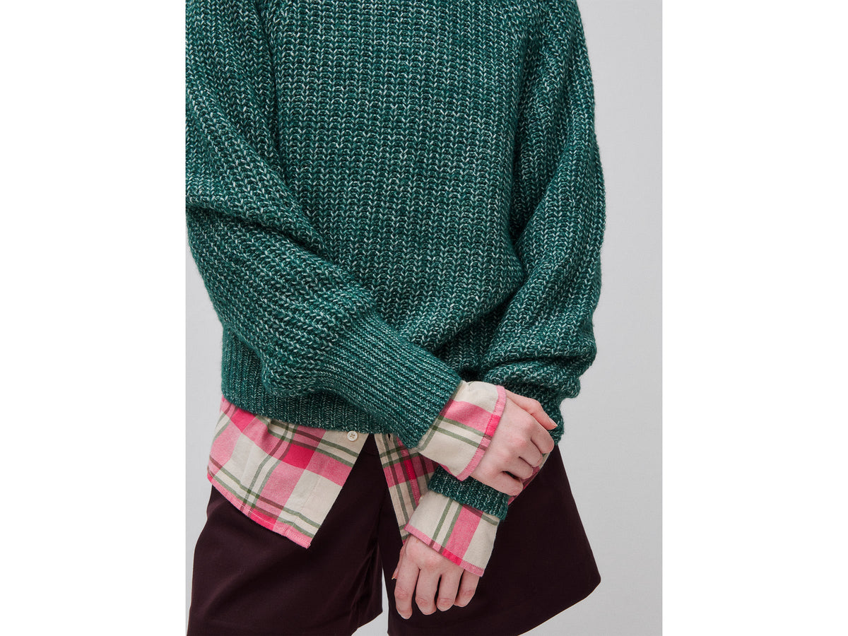 Maglia mélange in misto cotone e lana