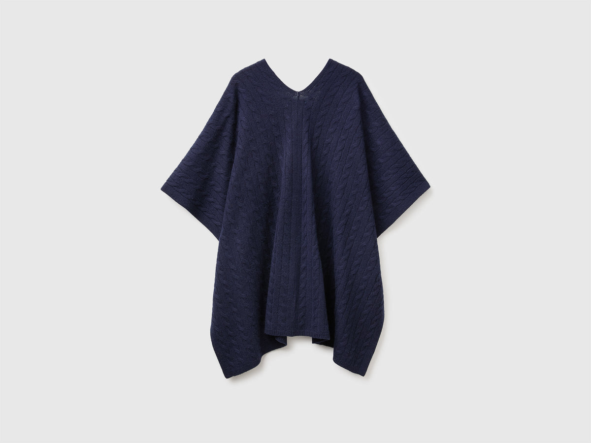 Mantella con trecce in misto cashmere