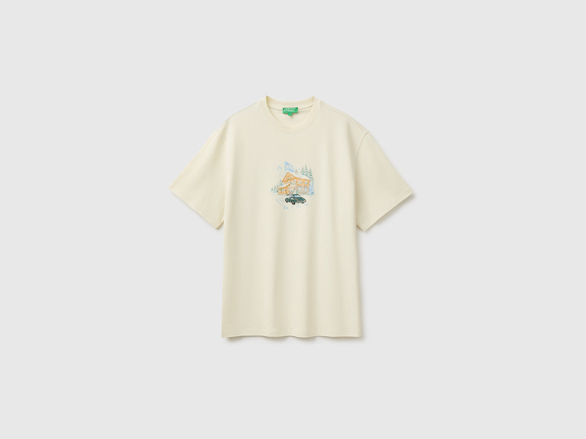 T-shirt relaxed fit con stampa in cotone bio
