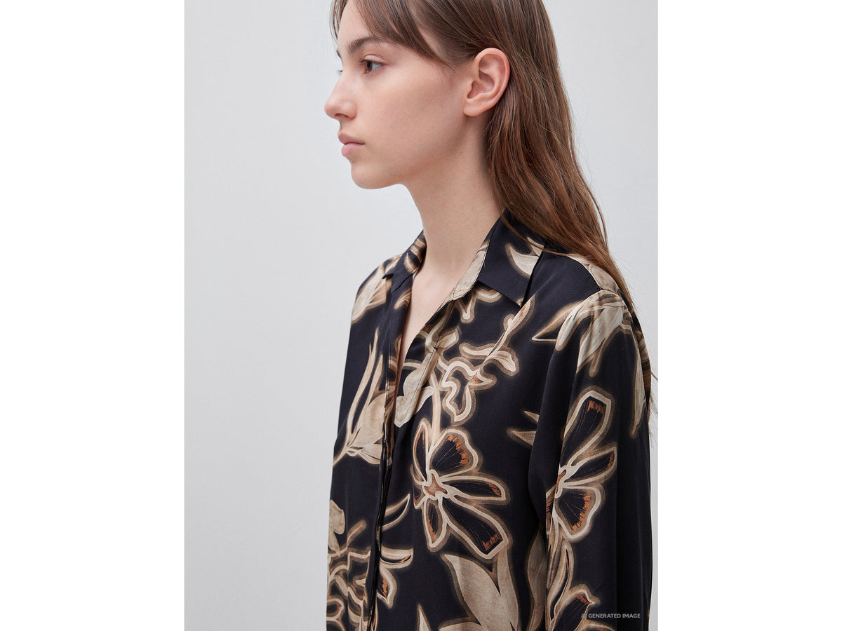 Camicia in satin con stampa floreale