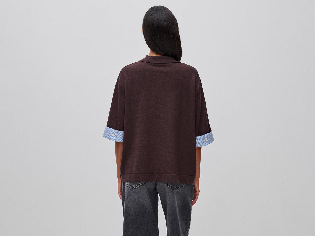 Maglia a polo in misto lana
