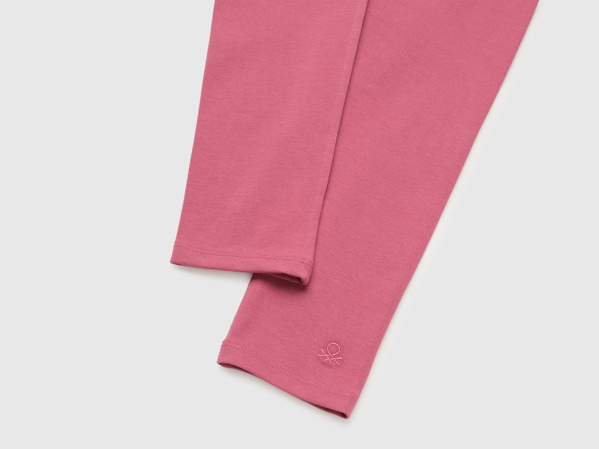 Leggings in cotone stretch con logo