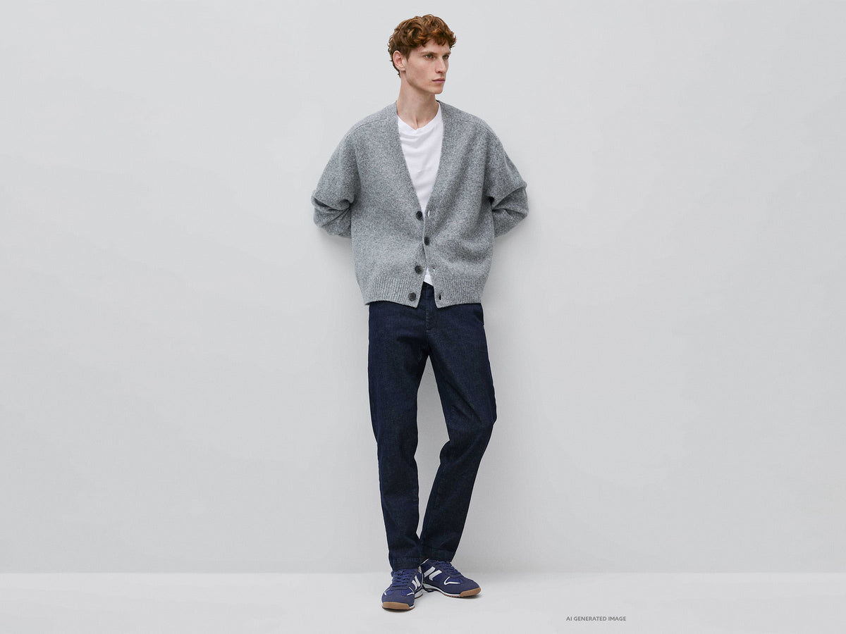 Cardigan over fit in misto lana