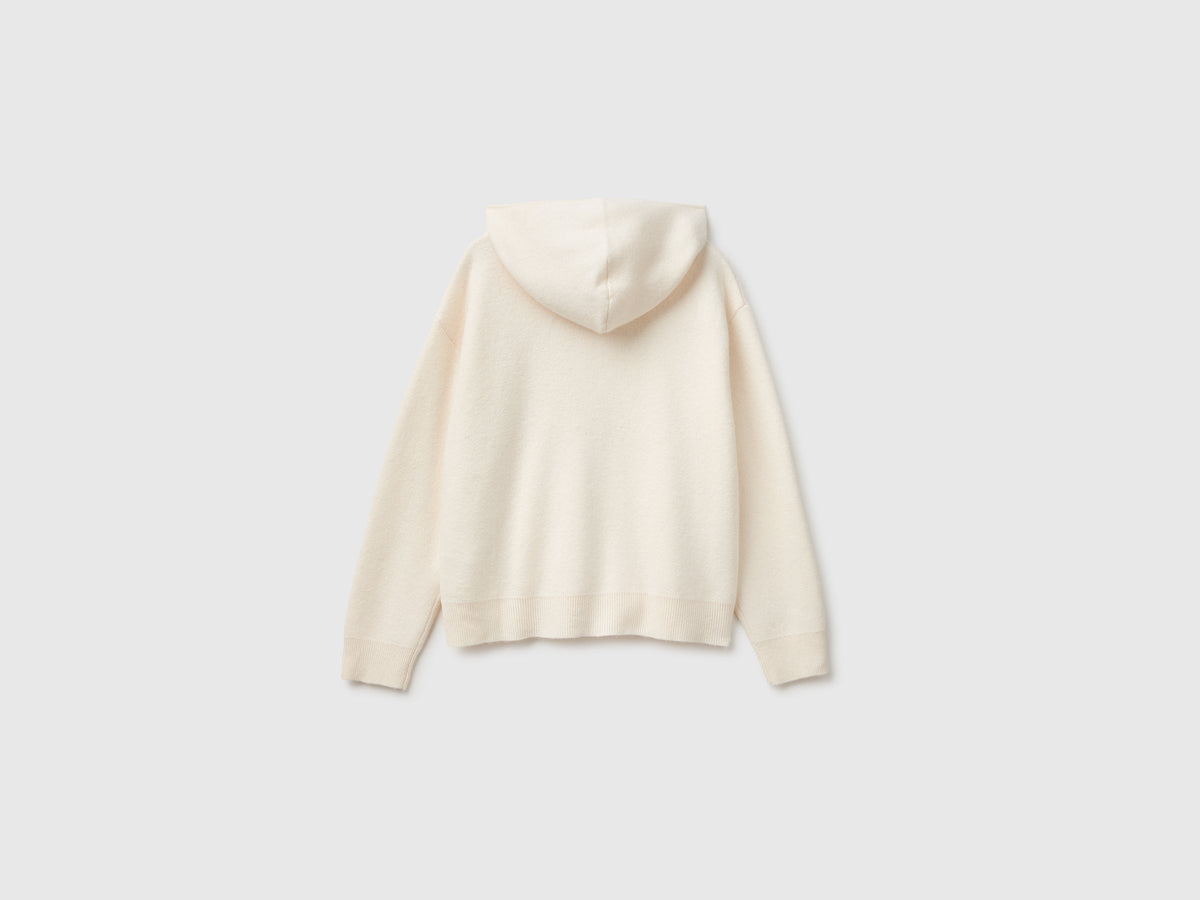 Maglia con zip e cappuccio in misto lana e cashmere