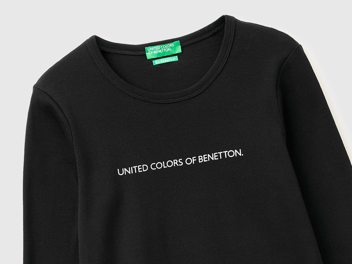 T-shirt manica lunga con logo glitter