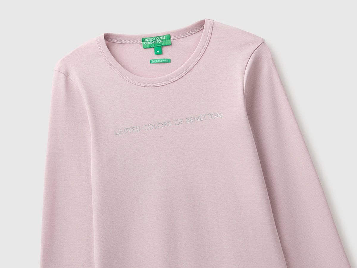 T-shirt manica lunga con logo glitter